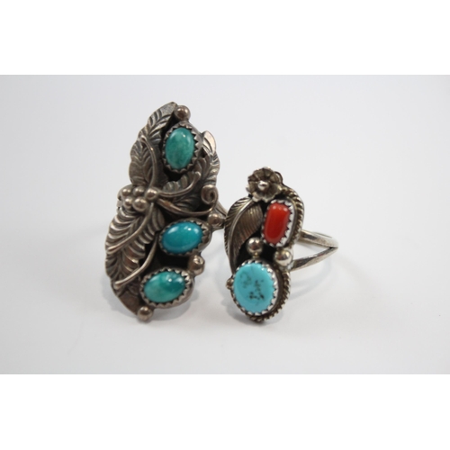 189 - Two Silver Navajo Rings Including Turquoise