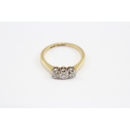 19 - 18ct Gold Diamond Trilogy Ring (2.1g) Size  I 1/2