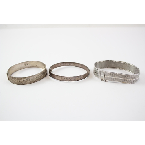 190 - A Collection Of Silver Bracelets Including Engraved Designs