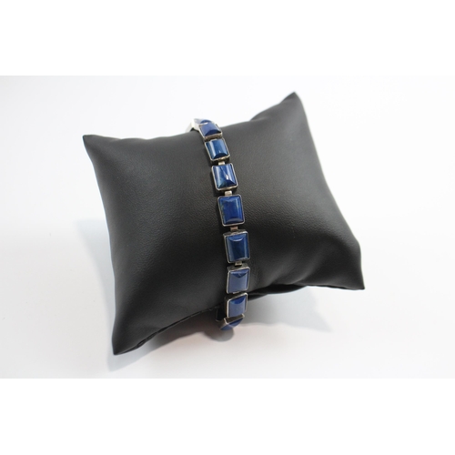 197 - Silver Lapis Lazuli Panel Bracelet