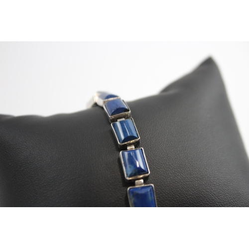 197 - Silver Lapis Lazuli Panel Bracelet