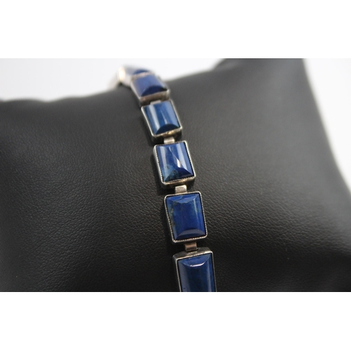 197 - Silver Lapis Lazuli Panel Bracelet