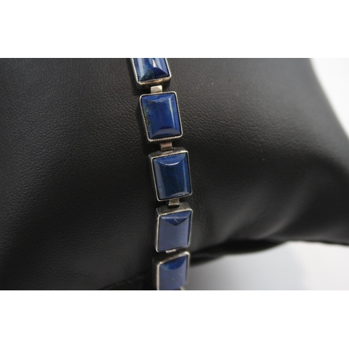 197 - Silver Lapis Lazuli Panel Bracelet