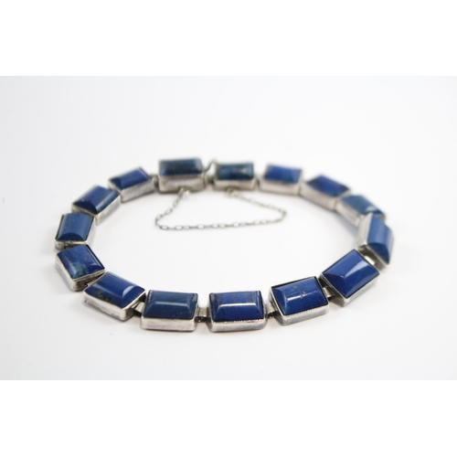 197 - Silver Lapis Lazuli Panel Bracelet