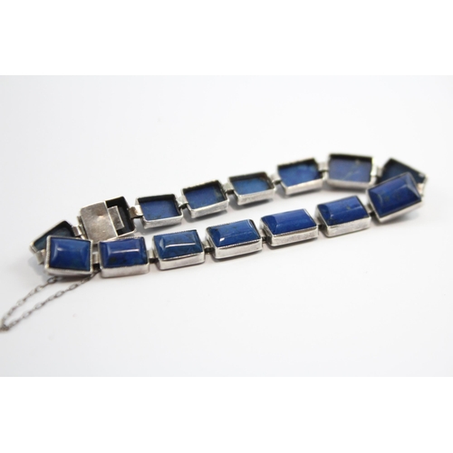 197 - Silver Lapis Lazuli Panel Bracelet