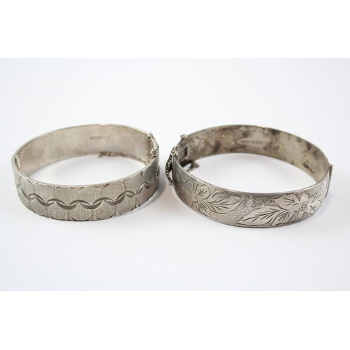 201 - Two Silver Bangles With Engraved Detail