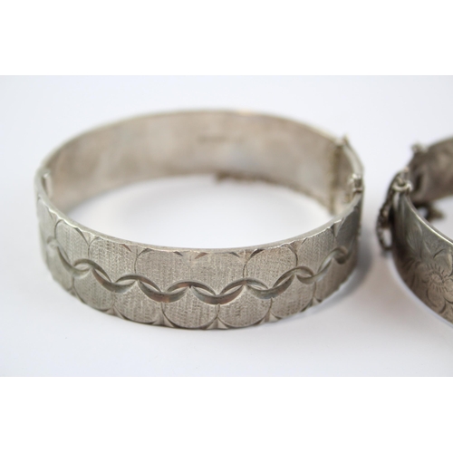 201 - Two Silver Bangles With Engraved Detail