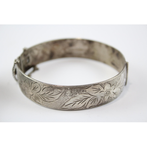 201 - Two Silver Bangles With Engraved Detail