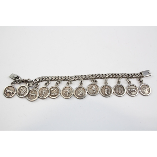 205 - Silver Mexico Charm Bracelet Featuring Zodiac Charms