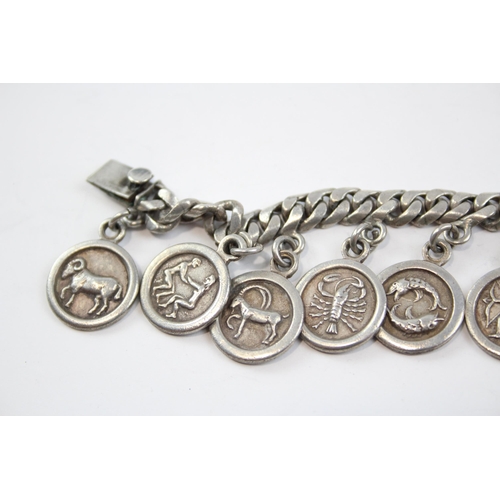 205 - Silver Mexico Charm Bracelet Featuring Zodiac Charms