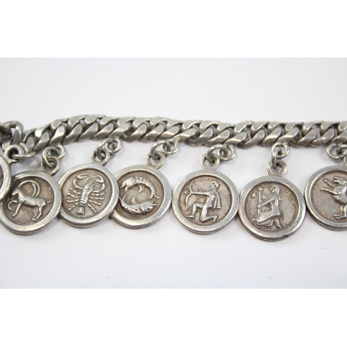 205 - Silver Mexico Charm Bracelet Featuring Zodiac Charms