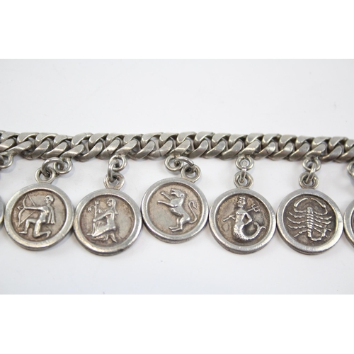 205 - Silver Mexico Charm Bracelet Featuring Zodiac Charms