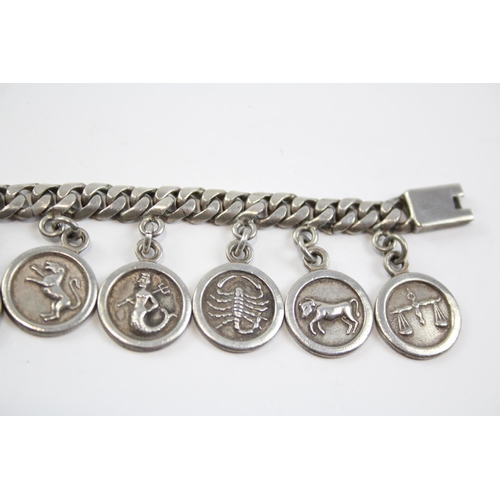 205 - Silver Mexico Charm Bracelet Featuring Zodiac Charms