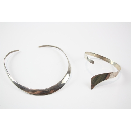 209 - Silver Torque Necklace And Bangle