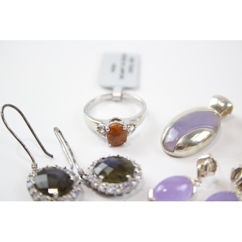 213 - A Collection Of Silver Gemstone Jewellery Including Tggc