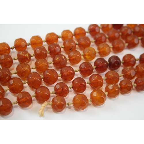 216 - An Antique Amber Necklace For Restringing