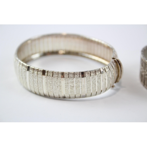 232 - Two Silver Engraved Panel Bracelets