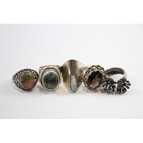 236 - A Collection Of Modernist/Mid-Century Rings Including Opal