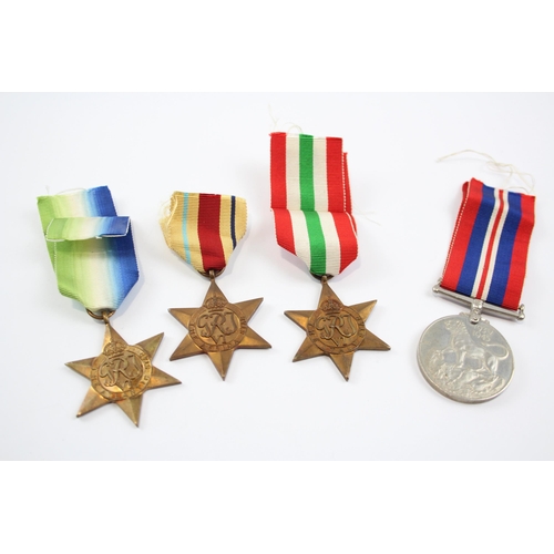 247 - 4 x WW2 Medals Inc Atlantic, Africa, Italy Stars, Etc