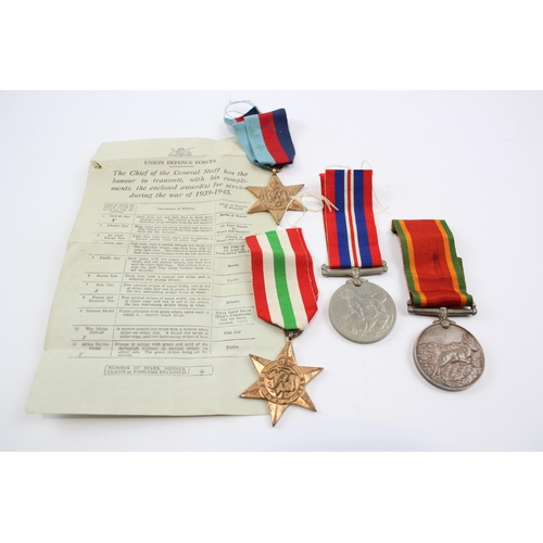 252 - WW2 South African Medal Group 16393 J. W Jordan Inc South Africa Service, Etc