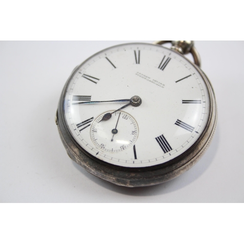 258 - STERLING SILVER Cased Men's Antique Fusee POCKET WATCH Key-Wind WORKING