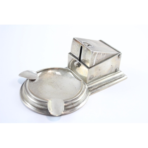 275 - Antique Edwardian 1908 Birmingham Sterling Silver Cigar Cutter & Ashtray (120g)