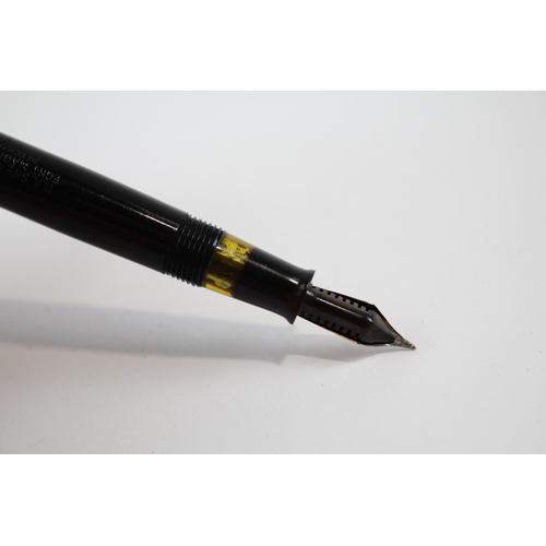 291 - Vintage SHEAFFER Feather Touch Black Fountain Pen w/ Gold Plate Nib, Pencil, Box