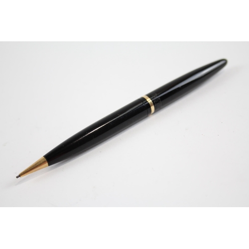 291 - Vintage SHEAFFER Feather Touch Black Fountain Pen w/ Gold Plate Nib, Pencil, Box