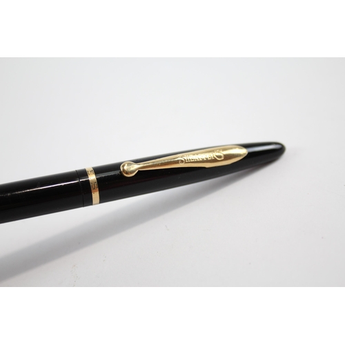 291 - Vintage SHEAFFER Feather Touch Black Fountain Pen w/ Gold Plate Nib, Pencil, Box