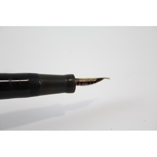 294 - Vintage MABIE TODD Swan Self Filling Black FOUNTAIN PEN w/ 14ct Gold Nib WRITING