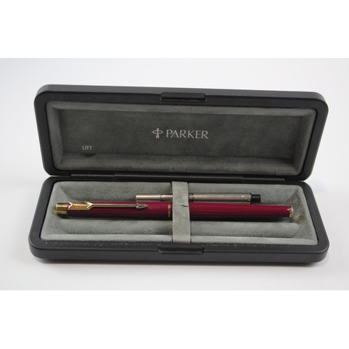 296 - Vintage Parker Classic Pink Lacquer Fountain Pen w/ Gold Plate Nib Writing Boxed