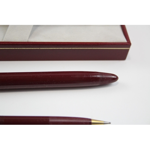 301 - Vintage Sheaffer Snorkel Burgundy Fountain Pen w/ Steel Nib, Pencil, Box Etc