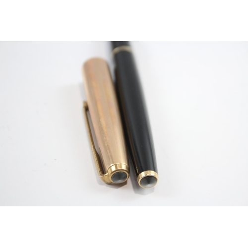 302 - Vintage Parker 61  Black Fountain Pen w/ 14ct Gold Nib, Gold Plate Cap WRITING