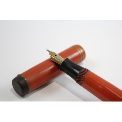 304 - Vintage PARKER Duofold 'The Big Red' Fountain Pen w/ 14ct Gold Nib WRITING