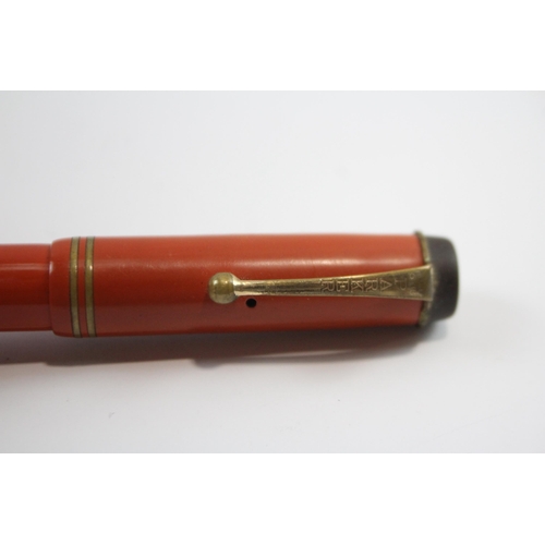 304 - Vintage PARKER Duofold 'The Big Red' Fountain Pen w/ 14ct Gold Nib WRITING