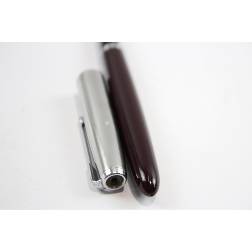 306 - Vintage PARKER 51 Burgundy FOUNTAIN PEN w/ Brushed Steel Cap WRITING