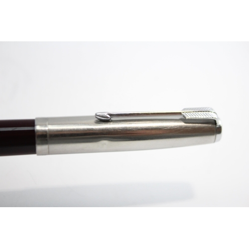 306 - Vintage PARKER 51 Burgundy FOUNTAIN PEN w/ Brushed Steel Cap WRITING