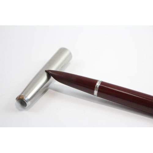 307 - Vintage PARKER 51 Burgundy FOUNTAIN PEN w/ Brushed Steel Cap WRITING