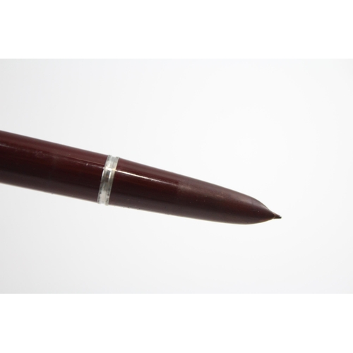 307 - Vintage PARKER 51 Burgundy FOUNTAIN PEN w/ Brushed Steel Cap WRITING