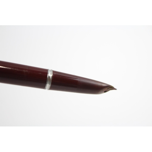 307 - Vintage PARKER 51 Burgundy FOUNTAIN PEN w/ Brushed Steel Cap WRITING