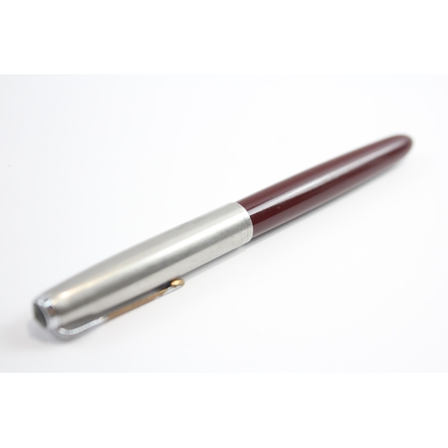 307 - Vintage PARKER 51 Burgundy FOUNTAIN PEN w/ Brushed Steel Cap WRITING