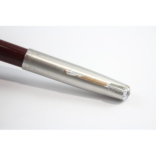 307 - Vintage PARKER 51 Burgundy FOUNTAIN PEN w/ Brushed Steel Cap WRITING