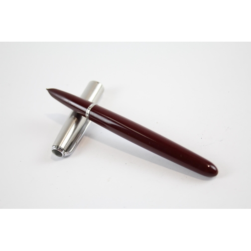 308 - Vintage PARKER 51 Burgundy FOUNTAIN PEN w/ Brushed Steel Cap WRITING