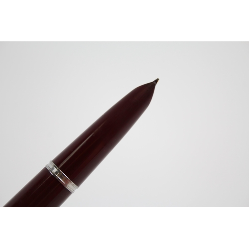 308 - Vintage PARKER 51 Burgundy FOUNTAIN PEN w/ Brushed Steel Cap WRITING