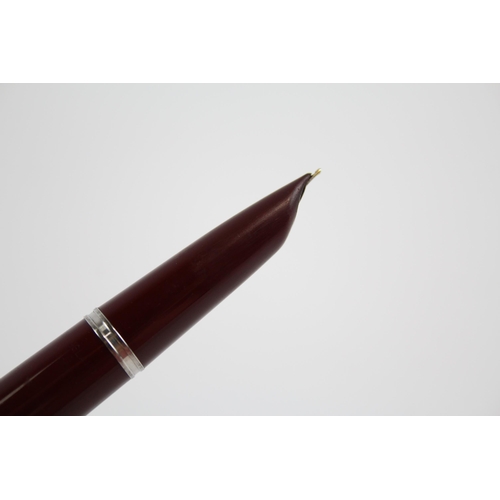 308 - Vintage PARKER 51 Burgundy FOUNTAIN PEN w/ Brushed Steel Cap WRITING