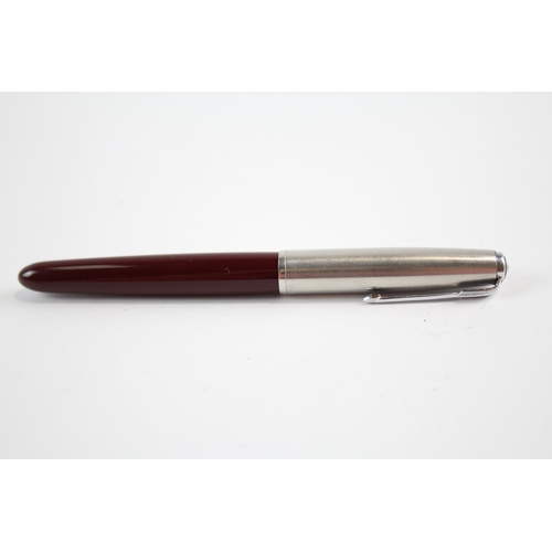 308 - Vintage PARKER 51 Burgundy FOUNTAIN PEN w/ Brushed Steel Cap WRITING