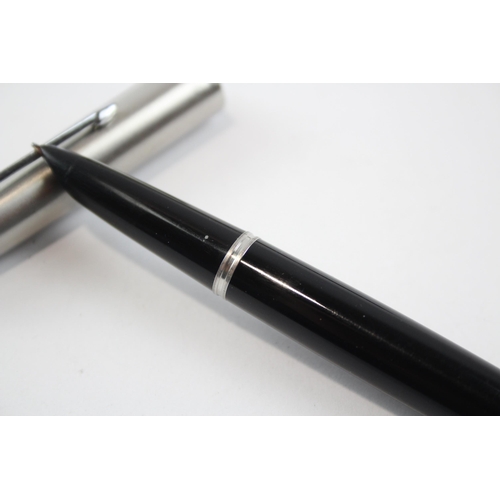 309 - Vintage PARKER 51 Black FOUNTAIN PEN w/ Brushed Steel Cap WRITING Boxed