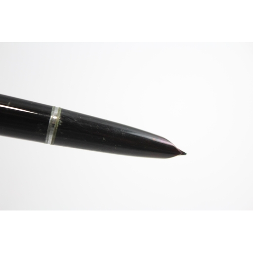 311 - Vintage PARKER 51 Black FOUNTAIN PEN w/ Brushed Steel Cap WRITING