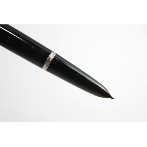 313 - Vintage PARKER 51 Black FOUNTAIN PEN w/ Brushed Steel Cap WRITING