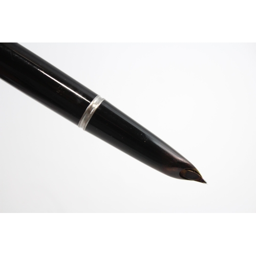 313 - Vintage PARKER 51 Black FOUNTAIN PEN w/ Brushed Steel Cap WRITING